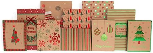 Christmas Gift Boxes - 20 Pack Kraft - High Quality Assortment Foil Kraft Gift Boxes Great for the Holidays - 3 Sizes (20)