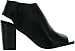 Breckelles BE37 Women Leatherette Peep Toe Slingback Velcro Chunk Heel Sandal Bootie - Black