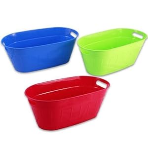 Amazon.com - Plastic Oval Tub With Handles Assorted 19.5 ...