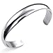 KONOV Mens Womens Stainless Steel Bracelet, Classic Cuff Bangle, Silver