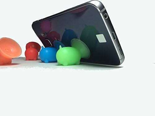 Silicone Rubber Smart Phone Stand Holder for Tablets and SmartPhone Devices. Sucker Pig Cell Phone Stands (Set Of 2). Works Great On IPhones 6, Samsung Galaxy And Others.