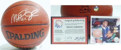 Magic Johnson Signed Spalding Indoor Outdoor Basketball   Los Angeles Lakers NBA Basketball