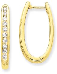 14k Yellow Gold Diamond Oval Hoop Earrings. Carat Wt- 0.75ct. Metal Wt- 5.05g