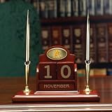 OAKLAND ATHLETICS Team Logo 8 Wide Wood PERPETUAL CALENDAR / DESK CADDY (with a handsome Pen Set)