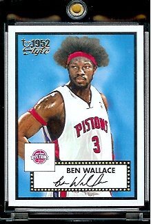 2005 06 Topps Style '52 Ben Wallace Detroit Pistons Basketball Card #1 - Mint Condition - In Protective Display Case !!