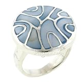 Sterling Silver Blue Mother Of Pearl Swirl Ring