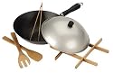Typhoon Signature Non Stick Wok Set, Gloss Black, 12 Inches