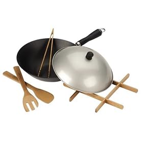 Typhoon Signature Non Stick Wok Set, Gloss Black, 12 Inches