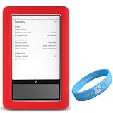 Red Silcone Skin for Barnes and Nobles Nook eReader + Wisdom*Courage Wristband