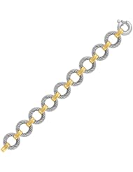 18K Yellow Gold and Sterling Silver Large Circle Cable Link Bracelet