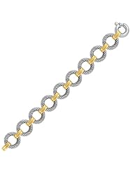 18K Yellow Gold and Sterling Silver Large Circle Cable Link Bracelet