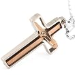 360 Degrees Spinning Cross Stainless Steel Cubic Zirconia Gold Tone Pendant Necklace