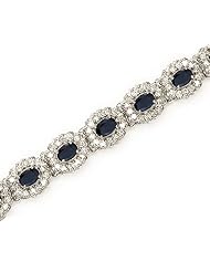 14K White Gold Oval Sapphire and Diamond Bracelet
