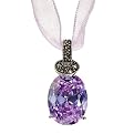 Pendant Ribbon Necklace - Lavender