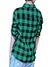 Allegra K Women Button Down Point Collar Plaid Pattern Shirts Green Black M