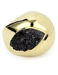 KARA by Kara Ross "Drusy" Marquis Metal Adjustable Ring, Black