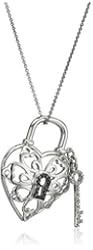 Sterling Silver Key Lock Pendant Necklace (1/10 cttw, I-J Color, I2-I3 Clarity), 18"