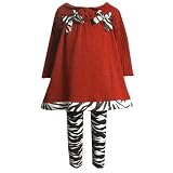 Bonnie Jean Zebra Red Christmas Top Legging Outfit Baby Toddler Girl 3M-4T