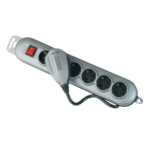 uniTEC 44049 SILVER-LINE Tischsteckdose, 6-f;1.4 m, 1.5mm&sup2;, Wattanzeig
