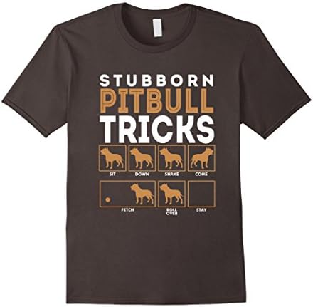 Men's Stubborn Pitbull Dog Training Tricks Graphic T-Shirt Tee     XL Asphalt