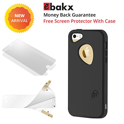 iPhone 5s Case, Ebakx [Luxarious] Hard and Fast for Apple Iphone 5 / Iphone 5s Case [Pc Case and Clear Screen Protector for Mobile Phone] Black
