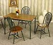 Dark Oak & Hunter Green Solid Wood 5 Piece Dining Set By Coaster Furniture