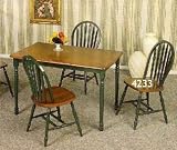 Dark Oak Hunter Green Solid Wood 5 Piece Dining Set By Coaster Furniture