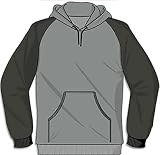 Fruit of the Loom two tone baseball hooded sweatshirt Zinc and Light Graphite XXL (47-49 inch chest)