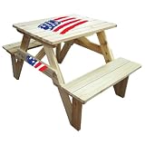 Lohasrus Kids Picnic Table HC-15064 - Non-toxic Stained Fir, for ages 2 to 5, 1 seated each side, Plus Free Drawing Book