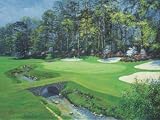 13Th At Augusta-Azalea - Artist: Bernard Willington - Art Print Poster - With a Black Wood Frame - Image Size: 7.00 by 5.00 inches Art Print Poster - With a Black Wood Frame