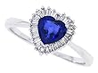 0.86Ct Heart Shaped Genuine Sapphire and Diamond Heart Ring in 14Kt White Gold