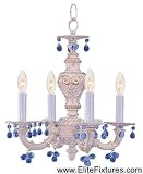 Crystorama 5224-AW-BLUE, Sutton Mini Murano Crystal Chandelier Lighting, 4 Light, 240 Watts, White