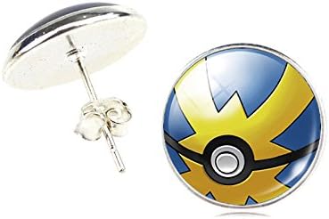 JewelryX - 1pair Pokemon Go Ball Pokeball Glass Cabochons Stud Earrings Fashion Women Men #5