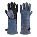 HZXVOGEN 16 Inches 932â„‰ Heat Fire Resistant Welding Gloves BBQ Grill Gloves for Arc Tig Mig Wood Stove Barking Oven Fireplace Welder Gloves â€“ Free Size for Men Women