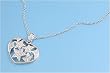Sterling Silver Necklace - Stars in a Heart with Clear CZ and 16in-18in Chain - 20mm Pendant Height
