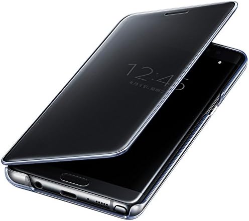 Galaxy Note7 Mirror Shell, Haihood Newest Awesome Luxury Clear View Flip Smart Stay Window Sleep/Awake Function [QR Code] Mirror Ultralight Slim Protection Case for Samsung Galaxy Note 7 (Black)