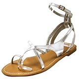 IMAGE OF Silver Strappy Thong Style Sling Back Sandals Shoe Size 7.5