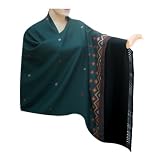 Handmade Self Design Embroidery Look Wool Shawl With Black Border, Pleasant Gift For Her (Free Shipping) Shwl0116r