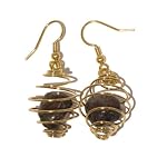 Iolite Earrings 02 Cage Indigo Crystal Healing Stone Gold Plated Spiral Coil Natural Gemstone Dangle 1.5