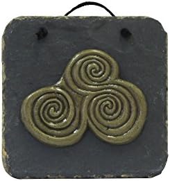 Brass Triple Celtic Spiral Mounted on Slate by Killyliss Studio Ireland