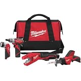 Milwaukee 2490-24 12-Volt Compact Drill, Hackzall Saw, Pipe Cutter, and Worklight Combo Kit