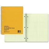 NATIONAL Brand Brown Board Cover Notebook, Quad, 1-Subject, Green Paper, 11 x 8.5" 80 Sheets (33209)