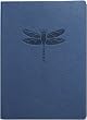 Blue Embossed Dragonfly Leather Journal - Lined