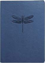 Blue Embossed Dragonfly Leather Journal - Lined