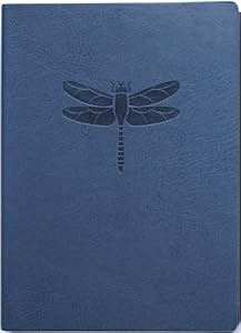 Blue Embossed Dragonfly Leather Journal - Lined
