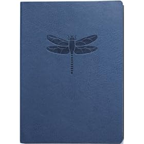 Blue Embossed Dragonfly Leather Journal - Lined