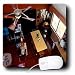 Jos Fauxtographee Miniatures - A Ceiling Fan, Wood Floors, Kitchen Table and Chairs Edited to Look like Miniatures - Mouse Pads