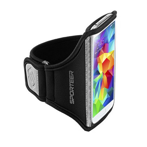 Sporteer Armband for Samsung Galaxy S5, HTC One (m8), LG G3, and More! - M/L - Black