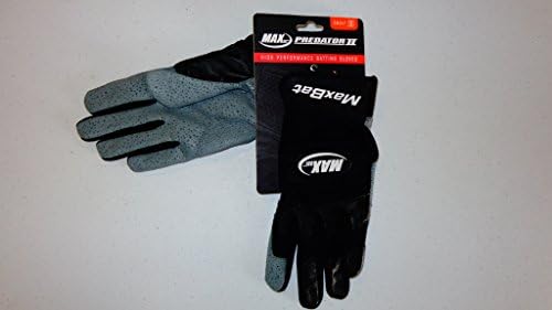 New MAX Bat Predator II High Perfrmce Batting Gloves Adt Small Baseball blk/slvr