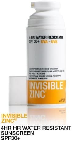 Invisible Zinc 4 Hour Water Resistant Sunscreen SPF 30+ 50ML Airless Pump by Ganehill
